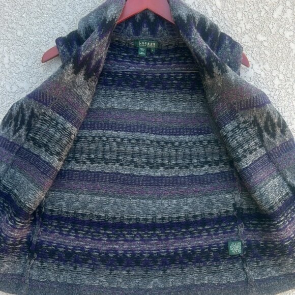 Vintage Lauren Ralph Lauren Lambswool Sweater Vest Small Southwestern Cabin Core - Picture 8 of 10